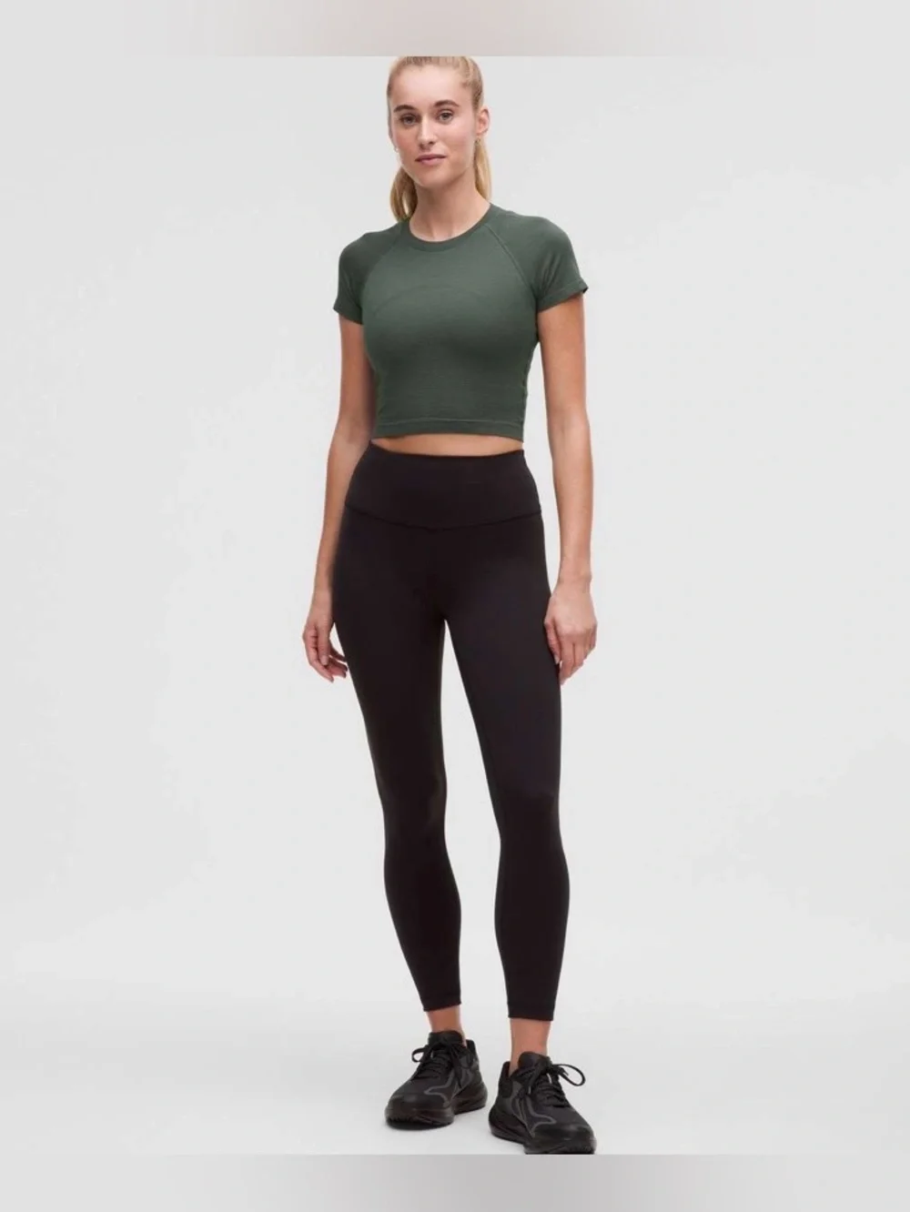 Lululemon swiftly tech cropped short- sleeve shirt 2.0 size 12 dark forest